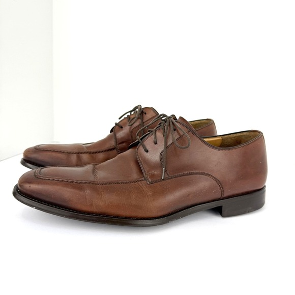 Magnanni Dress Shoes Mens Size 10.5 D Brown Leather Derby Apron Toe 13652 - Picture 3 of 11